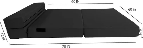 Miniatura 3 de D&D Futon Furniture Colchón plegable de espuma, tumbona para silla, sofá cama de estudio, tamaño Queen 80 x 60 x 6 pulgadas (negro)