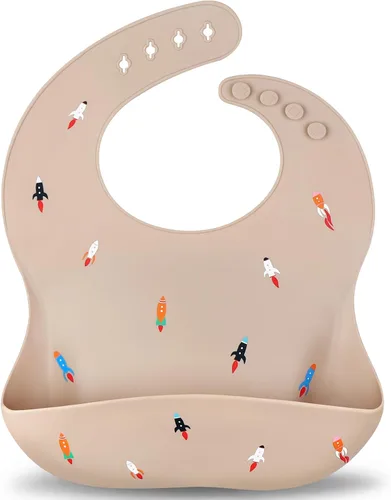 Miniatura 9 de Accmor Silicone Baby Bibs, Waterproof Soft Bibs for Baby Girls Boys Feeding Eating, Silicone Baby Bibs with Large Pocket
