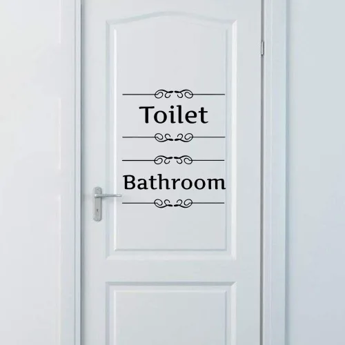 Miniatura 2 de Bestjybt DIY Removible Baño Inodoro Baño Letrero Puerta Accesorios Adhesivo de Pared Decoración del Hogar (Baño de Baño)