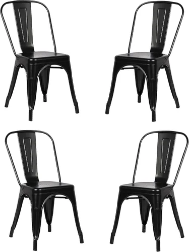BubbleDragon Juego de 4 sillas de metal al aire libre para interiores y exteriores, sillas de patio, sillas de metal para cocina Navi restaurante