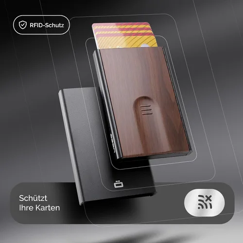 Miniatura 48 de ÖGON -DESIGNS- Tarjetero automático de aluminio, protección RFID contra fraude y desmagnetización, cartera delgada y minimalista para hombres