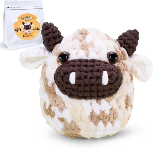 NestledCrafts Kit de Ganchillo para Principiantes, Kit de Inicio de Amigurumi de Animales con Tutorial de Video Paso a Paso, Juego de Tejido Fácil