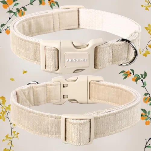 Miniatura 3 de Aring Pet Collar de algodón, ligero y ajustable, con hebilla de liberación rápida para perros pequeños, medianos y grandes Y: caqui