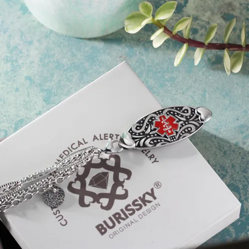 Miniatura 8 de Pulseras de alerta médica elegantes personalizadas para mujer con grabado gratis, pulsera de identificación de emergencia personalizada