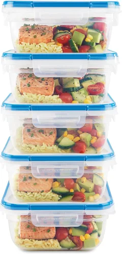 Miniatura 14 de Snapware Plastic Total Solution - Juego de 5 recipientes de almacenamiento de alimentos, tapas de plástico herméticas y a prueba de fugas, tapas