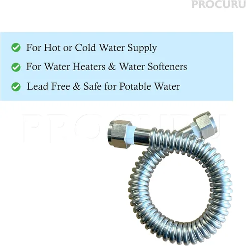 Miniatura 2 de PROCURU Paquete de 1 conector flexible para calentador de agua de acero inoxidable de 3/4 pulgadas FIP x 48 pulgadas (4 pies), certificado seguro