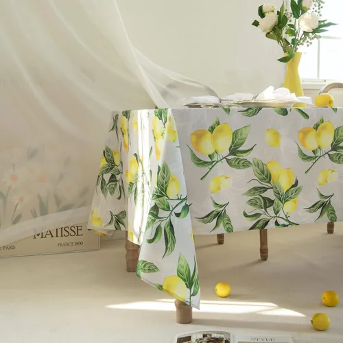 Miniatura 8 de Mantel rectangular con estampado de limones de 60 x 84 pulgadas, mantel rectangular impermeable con estampado de limonada amarilla, mantel lavable