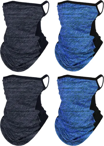 Miniatura 9 de SATINIOR 4 piezas polaina para el cuello con bucles para las orejas, bandana de tela para la cara, máscara para hombres barbudos antideslizantes