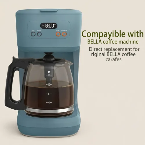 Miniatura 7 de Repuesto de cafetera de vidrio para 12 tazas, universal y ajustable, compatible con Mr Coffee, B&D, Hamilton Beach, Bella y Cuisinart, tapa y mango