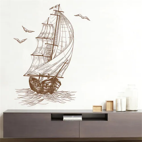 Miniatura 2 de Calcomanías de pared con diseño de gaviota, diseño de un velero, sacinora Travel Adventure, inspirador Wanderlust Velero, calcomanías de pared