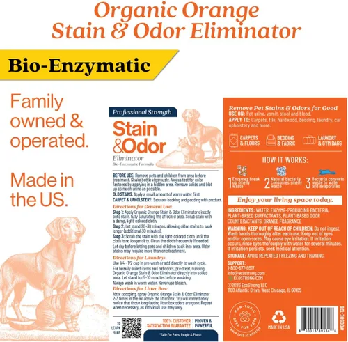 Miniatura 9 de Eliminador de olores de naranja Desodorizante de olores para mascotas para olores fuertes Limpiador de manchas enzimáticas para gatos, perros
