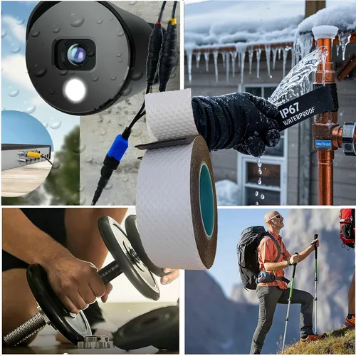 Miniatura 5 de 4 rollos de cinta autofusible de goma butílica IP67 impermeable y aislamiento de 35 KV Resistencia extrema al frío/calor (-4 °F a 194 °F)