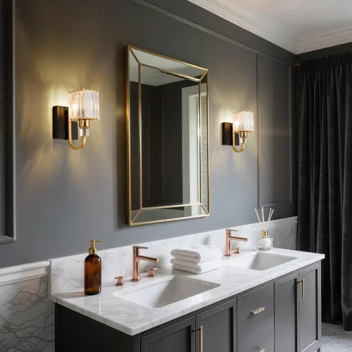 Miniatura 2 de Aplique de pared moderno de cristal con enchufe, lámpara de pared montada en negro dorado, lámpara de tocador enchufable con interruptor