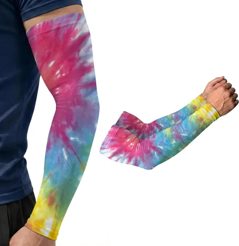 Miniatura 26 de ARMORAY Mangas de brazo para hombres y mujeres, protección solar UV, cubierta de tatuajes, manga deportiva para golf, correr, fútbol verde celestial