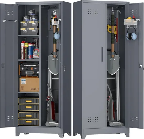 Miniatura 13 de Armario de Almacenamiento de Metal para Garaje, Armario con Cerradura Montado en la Pared, Gabinete Flotante de 12.8 pulgadas de Alto para Almacén