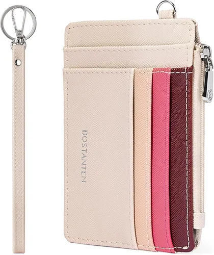 Miniatura 13 de BOSTANTEN Tarjetero para tarjetas de crédito para mujer, billetera de piel RFID, pequeña cartera delgada con llavero con ventana de identificación