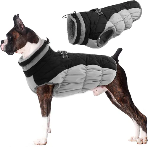 Miniatura 61 de Lelepet Abrigo cálido para perro, abrigo de invierno para perro, chaqueta impermeable para perros con arnés incorporado, chaleco reflectante