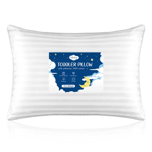 Miniatura 9 de Babebay Paquete de 2 almohadas para niños pequeños, almohadas de algodón de 13 x 18 pulgadas para dormir, lavables a máquina con funda de almohada