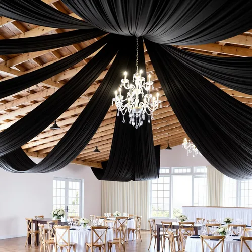 Miniatura 16 de 2 paneles de 5 pies de ancho x 20 pies de alto, cortinas de techo marrones para fiestas de boda – 20 pies extra largas de poliéster grueso sin