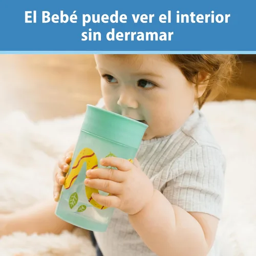 Miniatura 19 de Dr. Brown's Milestones Cheers 360 - Vaso de transición sin boquilla, apto para viajes y sin fugas, para bebés y niños pequeños, animales azul/verde