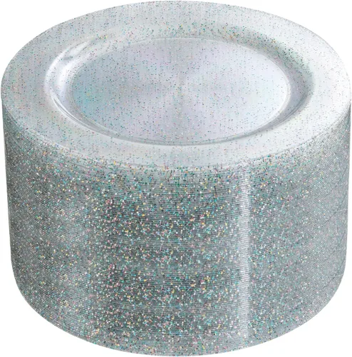 Miniatura 19 de Liacere 100 piezas de platos cuadrados de plástico blanco - 50 piezas de platos de cena resistentes de 9.5 pulgadas y 50 piezas de platos de postre