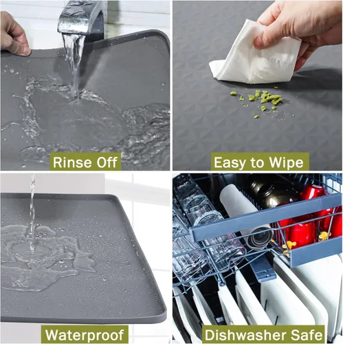 Miniatura 5 de 2 fundas para lavadora y secadora para la parte superior de silicona de 25.6 x 25.6 pulgadas, impermeable, cubierta de encimera, cubierta Gris