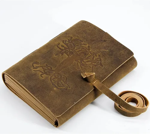 Miniatura 12 de Diario de cuero para mujeres y hombres en relieve de 8 x 6 pulgadas, hecho a mano, papel para manualidades, cuaderno de la madre tierra, cuaderno