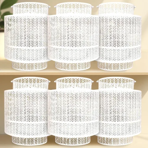 Decozen Farol colgante para velas – Portavelas decorativo grande de metal blanco para decoración del hogar, patio, comedor, sala de estar, Blanco -