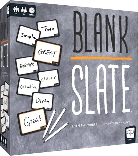 USAOPOLY BLANK SLATE, donde las grandes mentes piensan igual, divertido juego de mesa familiar apto para toda la familia, juego de asociación de