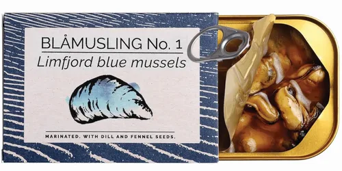 Fangst Blamuslinger Nº 1 | Mejillones Azules Conservados Marinados con Semillas de Eneldo e Hinojo en Aceite de Colza Prensado en Frío | 1 lata de