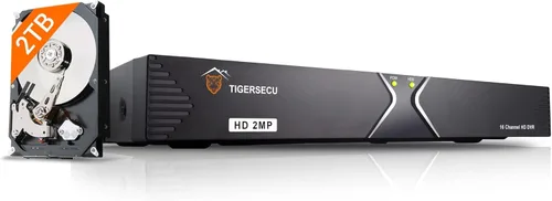 TIGERSECU Grabador de seguridad DVR híbrido 4 en 1 de 16 canales Super HD 1080P con disco duro de 2 TB, para cámaras TVI/AHD/CVI/analógicas de 2MP