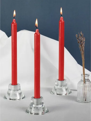 Miniatura 5 de CANDWAX Paquete de 12 velas cónicas rojas – Velas rectas sin goteo de combustión lenta sin perfume de 12 pulgadas – Ideal para mesa de comedor – Rojo