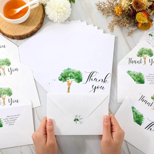 Miniatura 4 de Fumete Juego de 50 tarjetas de agradecimiento funerarias con sobres y calcomanías, tarjetas de agradecimiento de condolencias con mensaje