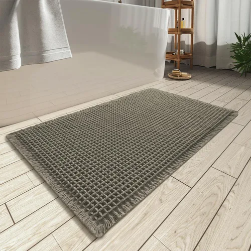 Miniatura 8 de AMOAMI Tapete de baño mejorado con diseño de gofre, súper absorbente, antideslizante, para suelo de baño, lavable a máquina, con borlas, tapetes