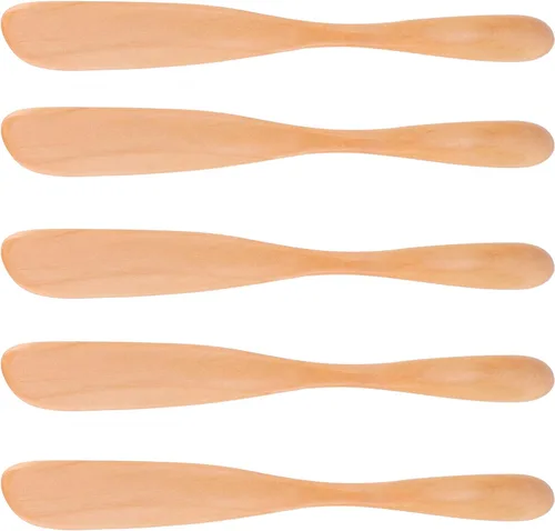 Miniatura 9 de Zerodis 5 cuchillos de mantequilla japoneses de madera para cocina casera con diseño de asa, adecuado para mantequilla, salsa de mostaza, mayonesa