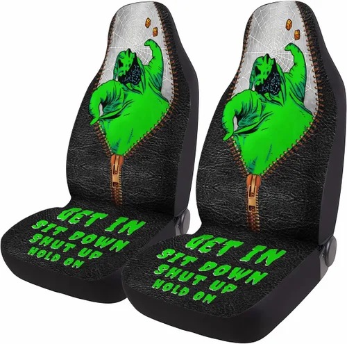 Miniatura 43 de GENANY Horror Nightmare Skellington - 2 fundas de asiento delantero para automóvil, camión, SUV, regalos de Navidad, funda de asiento de cubo