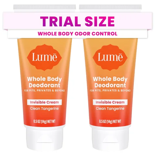 Miniatura 10 de Lume Desodorante de cuerpo entero, paquete de 5 muestras – Minis de crema invisible – Control de olores de 72 horas – Sin aluminio ni bicarbonato