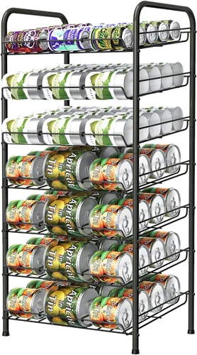 Vrisa Organizador de latas para despensa, organizador de latas de 7 niveles, dispensador de almacenamiento de latas de metal, con capacidad para