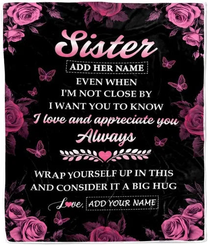 Miniatura 19 de Manta personalizada con texto en inglés «To My Sister from Sister Wood» No Matter Where Life Takes Us Soul Sister cumpleaños, Navidad, graduación