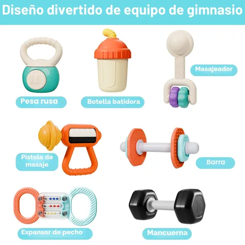 Miniatura 4 de iPlay, iLearn Baby First Gym - Juego de sonajeros de dentición para bebés de 3 a 6 a 12 meses, juguete sensorial de entrenamiento para recién