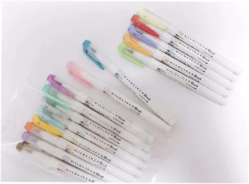Zebra Mildliner - Rotulador de pincel, juego de 25 colores pastel con estuche original