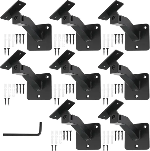 Miniatura 9 de RealPlus Soportes ajustables para pasamanos giratorios de acero resistente para barandilla de escalera, paquete de 3