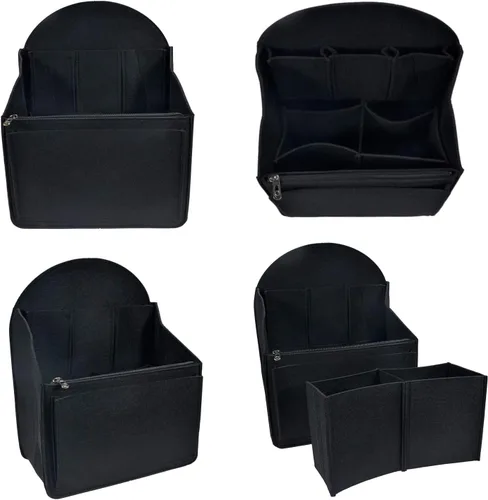 Miniatura 3 de Organizador de mochila de fieltro, organizador de bolso para hombres y mujeres, mochila mochila bolsa de hombro (negro, grande)