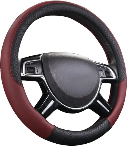Miniatura 7 de CAR PASS Funda para volante deportiva de cuero de microfibra con veta de madera de 14.5-15 pulgadas, universal, se adapta al 95% de camiones, SUV