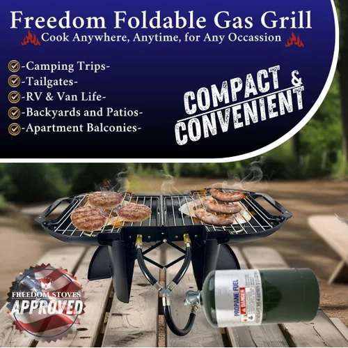 Miniatura 2 de Parrilla portátil de gas y plancha plegable Fold-N-Go, 9.200 BTU, ligera con estuche de transporte