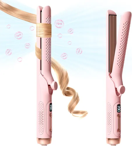 Hahahope Airflow 2 en 1 alisador y rizador - Plancha rizadora de flujo de aire de 360°, plancha plana de 1.25 pulgadas y rizador 2 en 1 para cabello