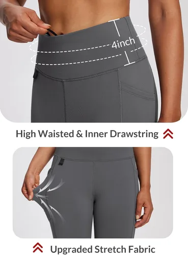Miniatura 4 de baleaf Leggings con forro polar para mujer, impermeables, pantalones de senderismo de invierno, mallas térmicas para correr, bolsillos