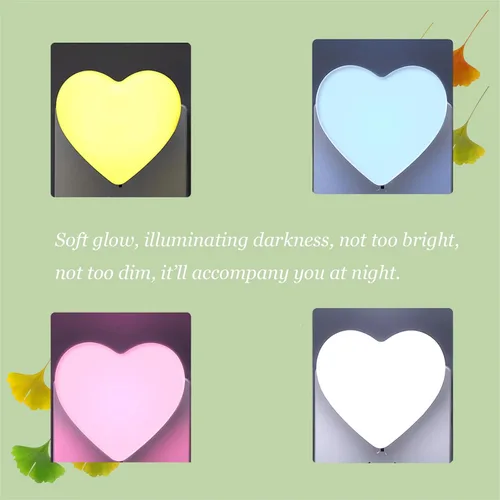 Miniatura 7 de Lindas luces nocturnas, luz nocturna en forma de corazón para guardería con sensores de luz, sensor automático de anochecer a amanecer, suave blanco