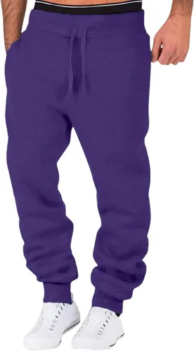 Pantalones deportivos deportivos de forro polar para hombre, con bolsillo, casual, holgados, para estar en casa (disponible para tallas grandes y