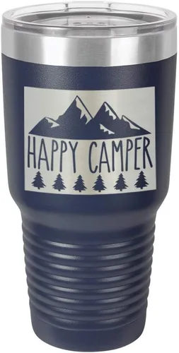 Miniatura 18 de Taza de viaje de acero con recubrimiento de polvo grabado con láser, con grabado de 30 oz de HAPPY CAMPER 3 grabado en polvo, sin BPA, para mantener